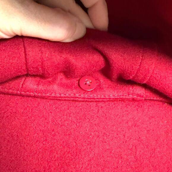 Croft & Barrow Red Wool Blend Hooded Toggle Button Short Pea Coat Women's M - Picture 10 of 12